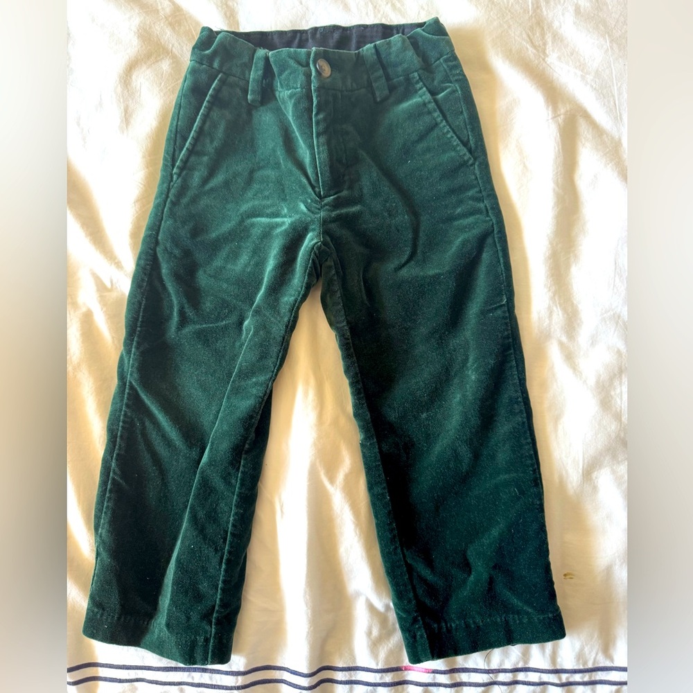 Janie and Jack Dark Green Velvet Pants